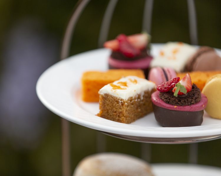 close up of cakes for afternoon tea at q hotels forest pines hotel in lincoln