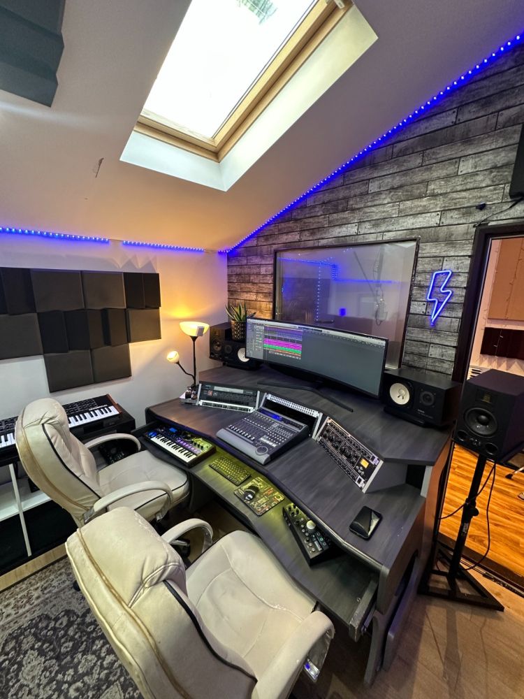 mixing desk in recording studio in south london