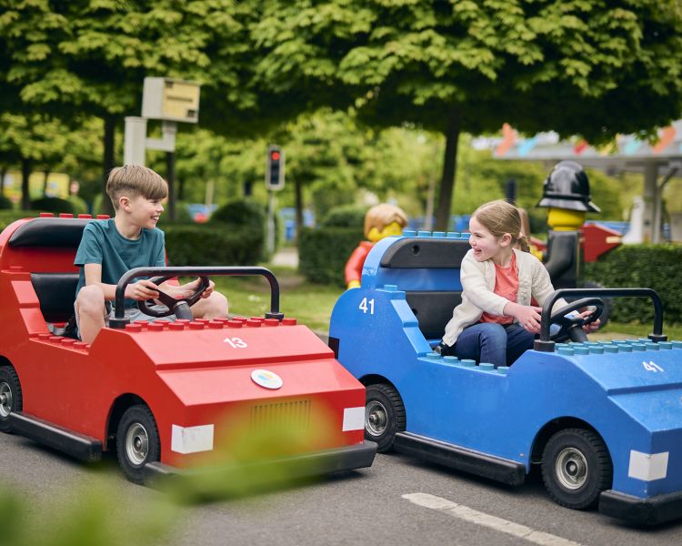 kids on lego cars at legoland