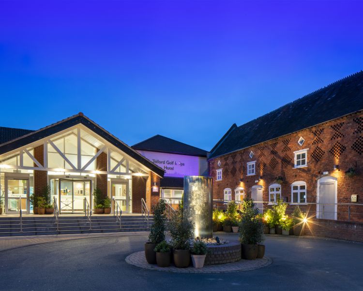 Entrance at night of q hotels shropshire