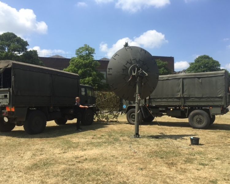 Two army trucks