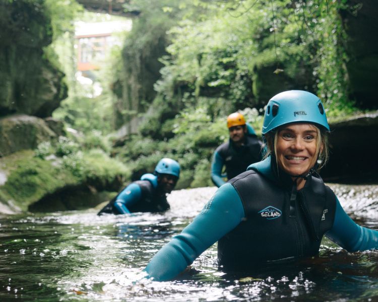 Gorge walking close up