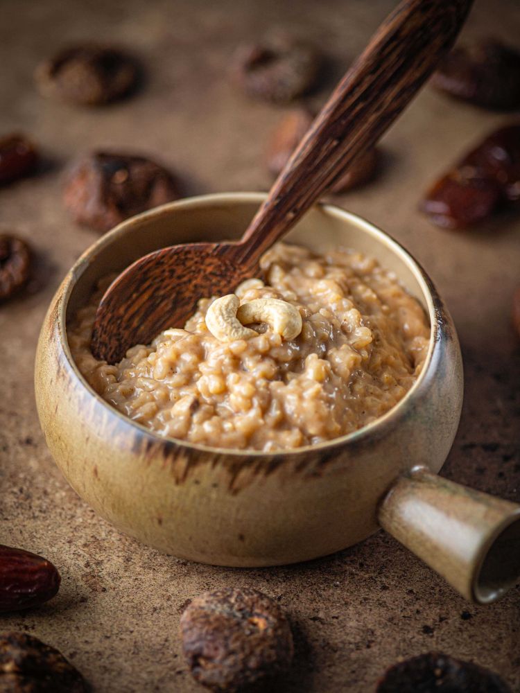 a pot of spiced rice pudding