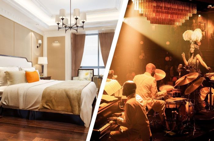 Split Photo Showing a London City Break With 58th Street 1930s Jazz Experience Six Course Meal For 2