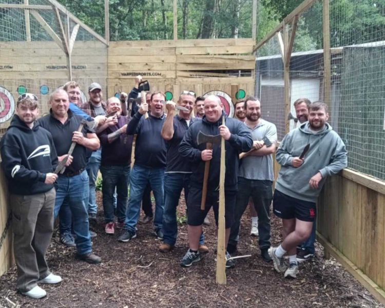 a group on an axe and knife throwing experience