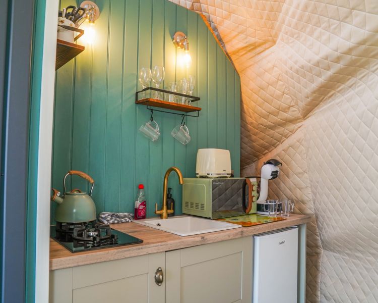 Geodome interior kitchen view