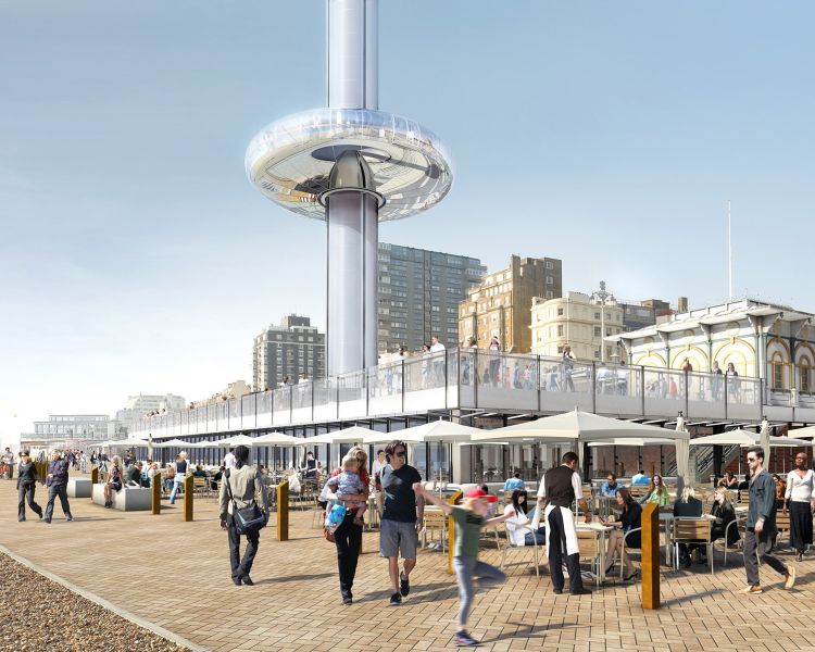 Brighton i360 beach building including brasserie