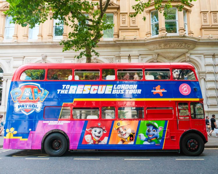 Paw parol afternoon tea tour bus parked up in london