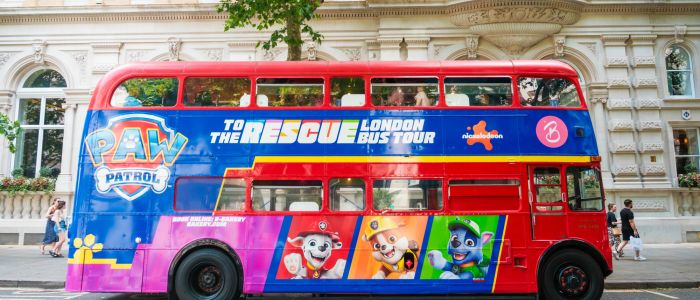 Paw parol afternoon tea tour bus parked up in london