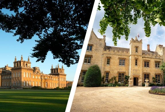 Split photo of blenheim palace and weston manor hotel