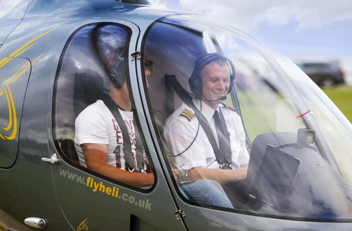 Student and instructor in cockpit of cabri helicopter