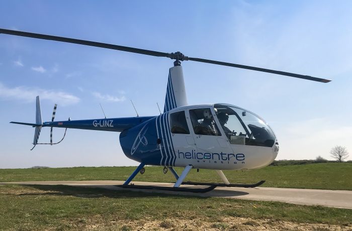 helicopter on ground ready to take off on tour over rutland water