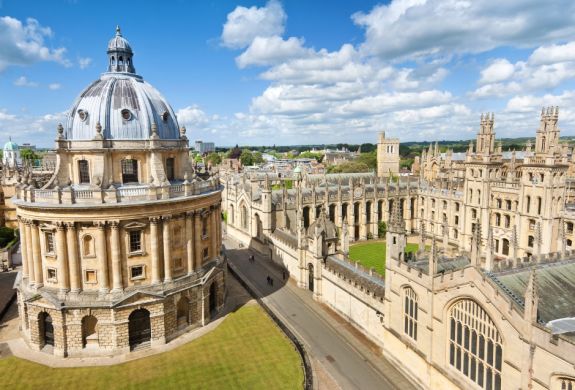 the city of oxford seen from above on a helicopter ride