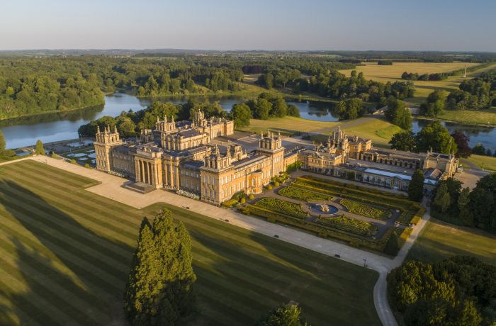 Blenheim palace seen from above on a helicopter ride