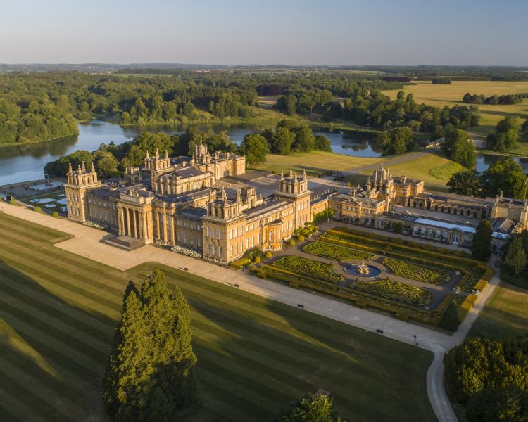 Blenheim palace seen from above on a helicopter ride
