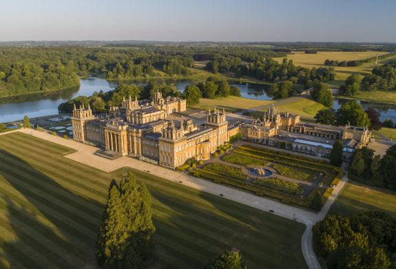 Blenheim palace seen from above on a helicopter ride