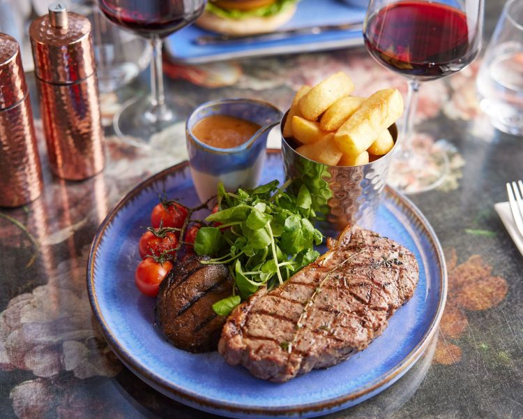a steak meal at clermont charing cross hotel in london