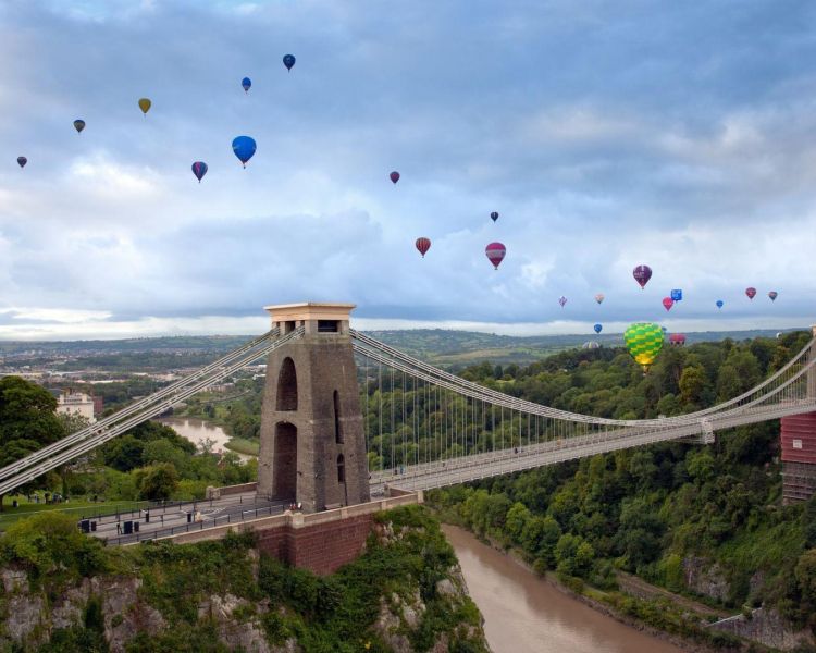 Bristol balloon fiesta morning launch bridge ariel view