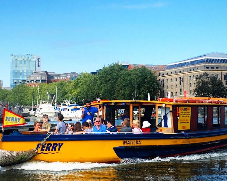 Bristol ferry tour boat close up with guests
