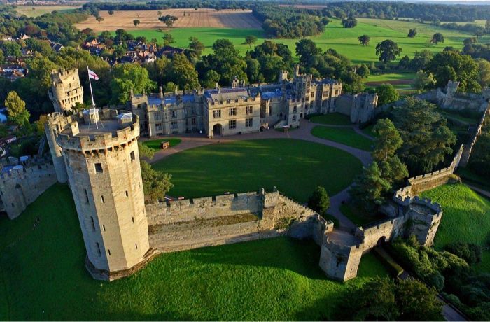 Warwick castle exterior high view