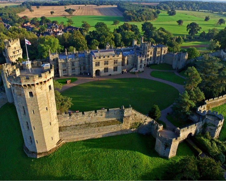 Warwick castle exterior high view