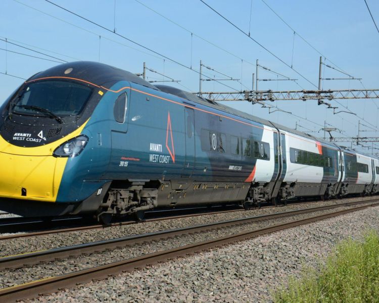 Avanti west coast train on tracks