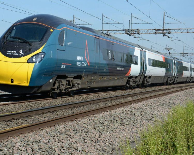 Avanti west coast train on tracks