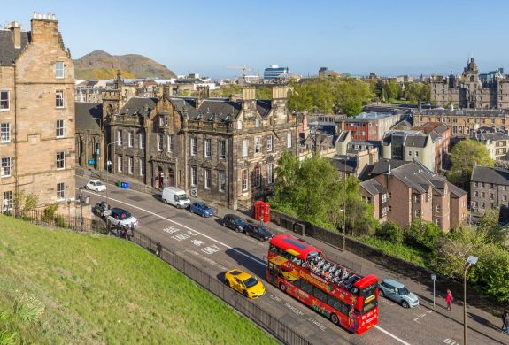 Elevated view of edinburgh streets
