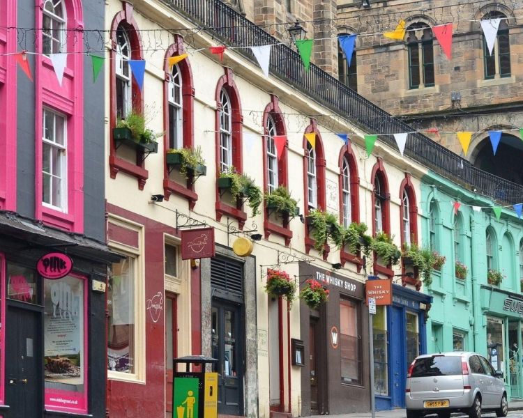 Colourful shops in edinburgh
