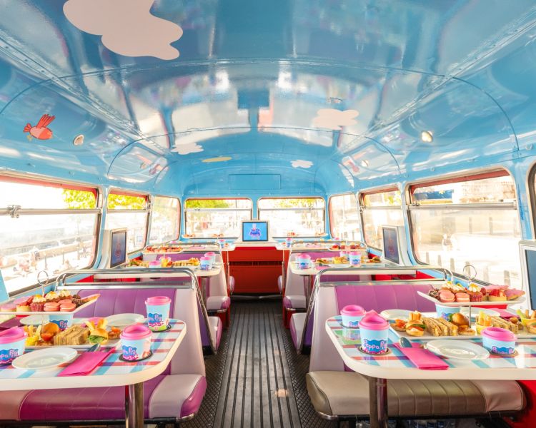 Interior of peppa pig afternoon tea bus