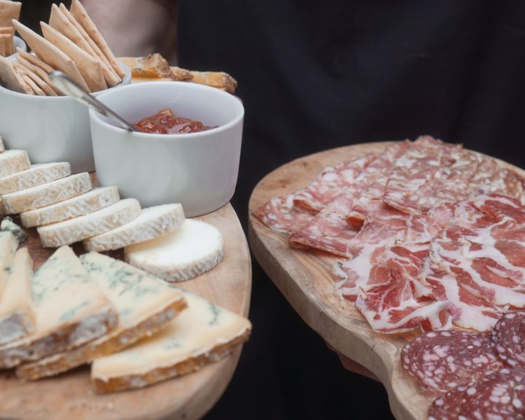 Cheese board and charcuterie board on manchester food tour