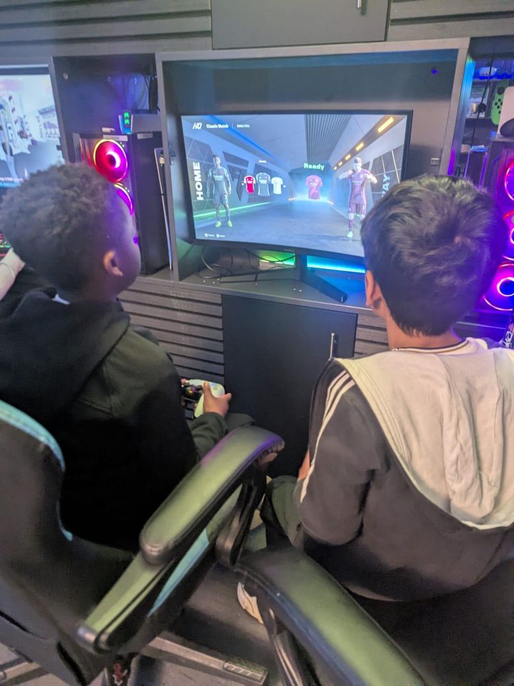 Gaming zone kids playing xbox