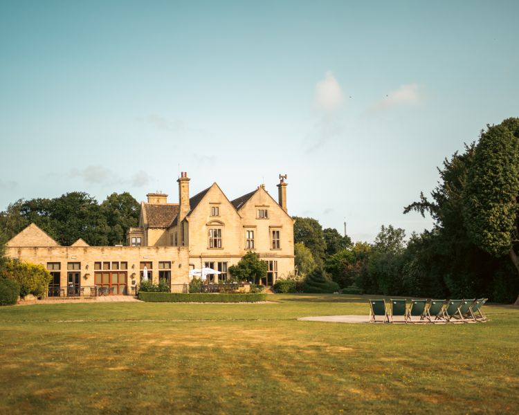 Back view of bagden hall and lawn garden