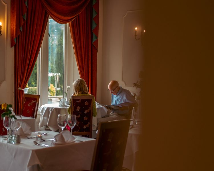Couple in restaurant at bagden hall hotel