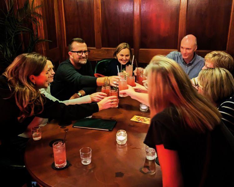 Group enjoying drinks at the library in bristol