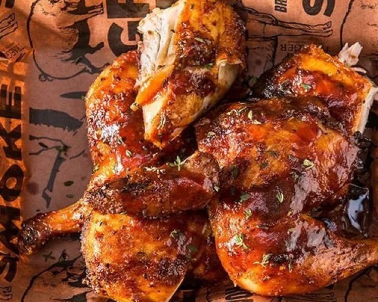 Barbecued chicken cooked on beginners bbq class
