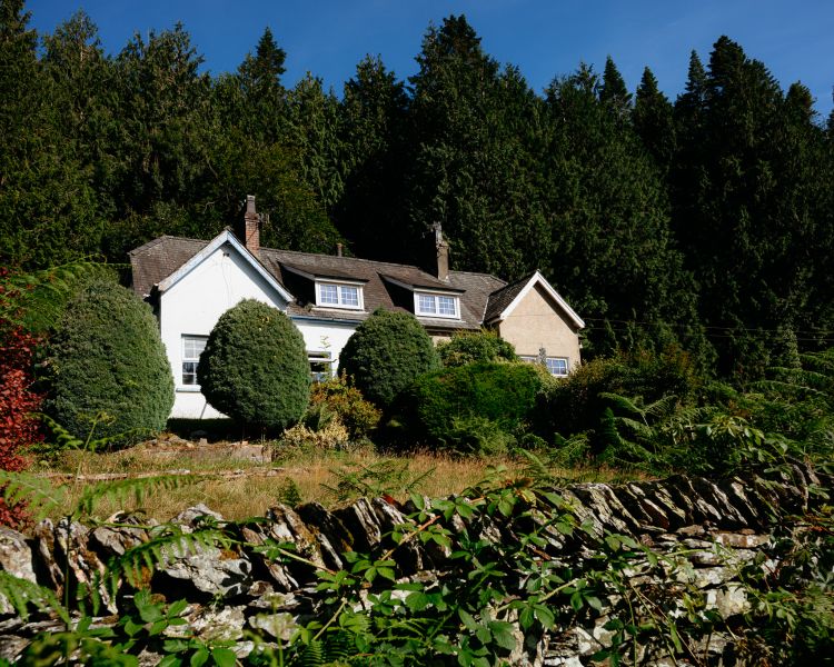 Cottage with woodland behind