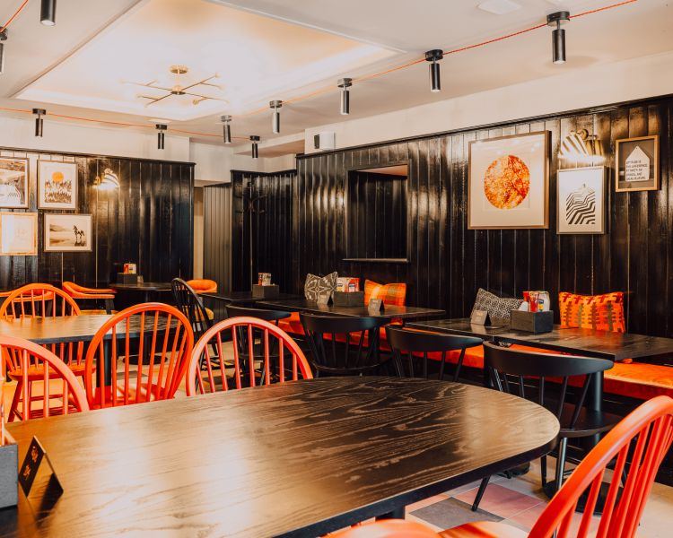 Interior of inn restaurant area