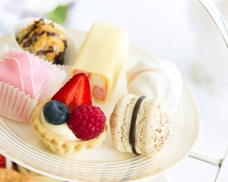 Close up of cakes for afternoon tea at the oxfordshire hotel