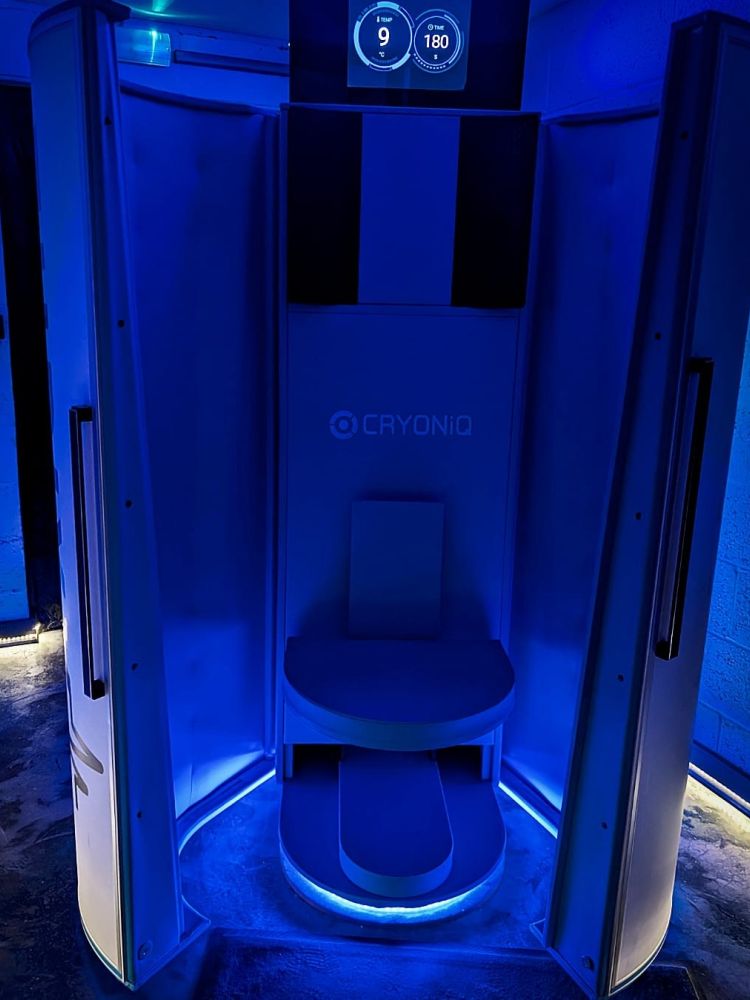 The inside of the cryotherapy chamber showing where you stand