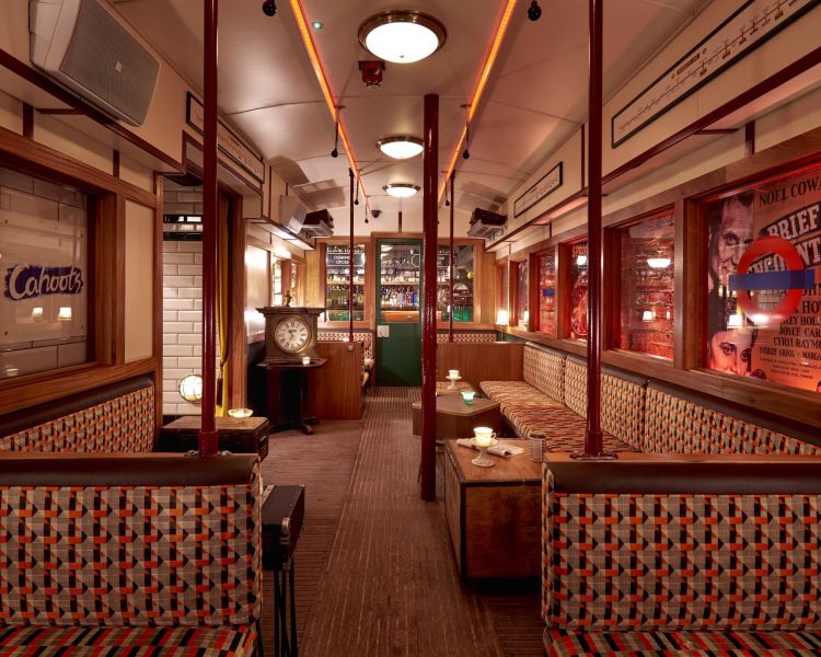 the interior of cahoots underground 1940s style bar in london