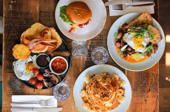 Selection of dishes for brunch at the pudding pantry in nottingham
