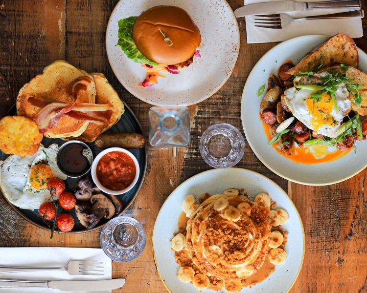 Selection of dishes for brunch at the pudding pantry in nottingham
