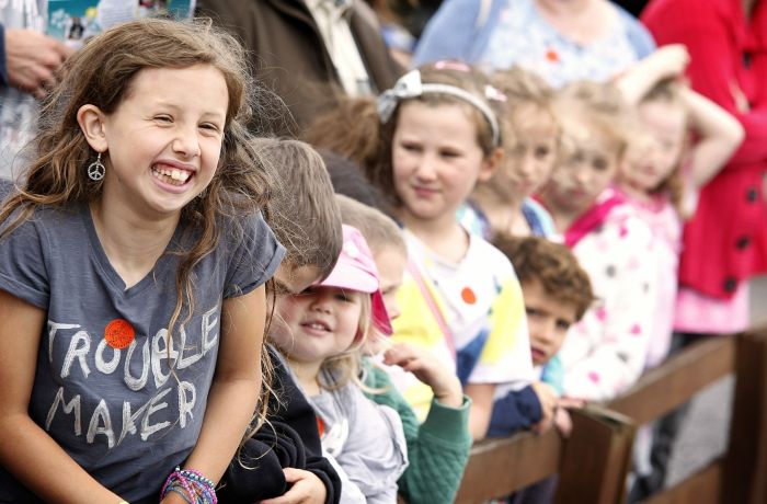 children having fun visiting hoo farm in shropshire