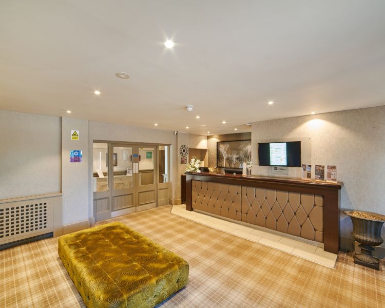 The reception area of the barn hotel