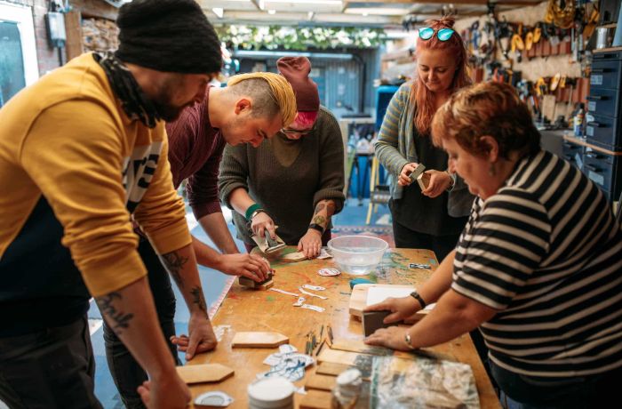 People on decoupage craft course