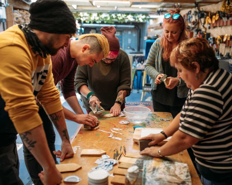 People on decoupage craft course