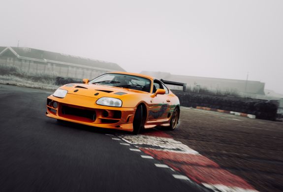 Fast and furious orange toyota supra on track