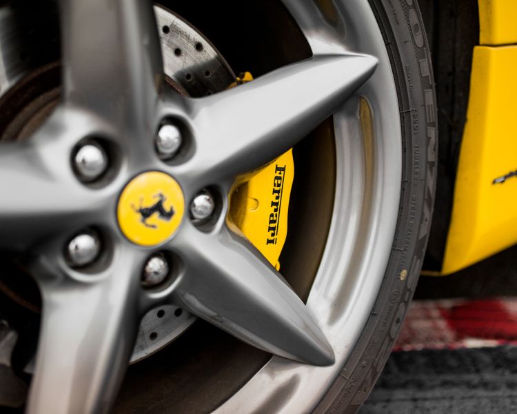 Close up of wheel of ferrari 360 moderna