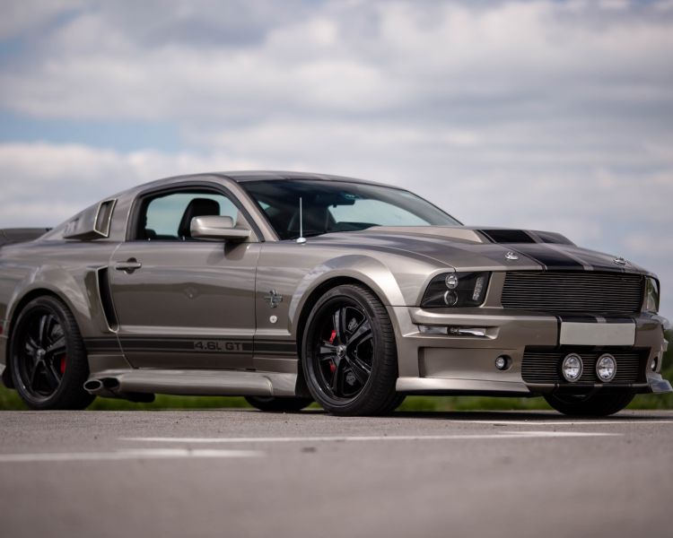 Grey ford eleanor mustang on track